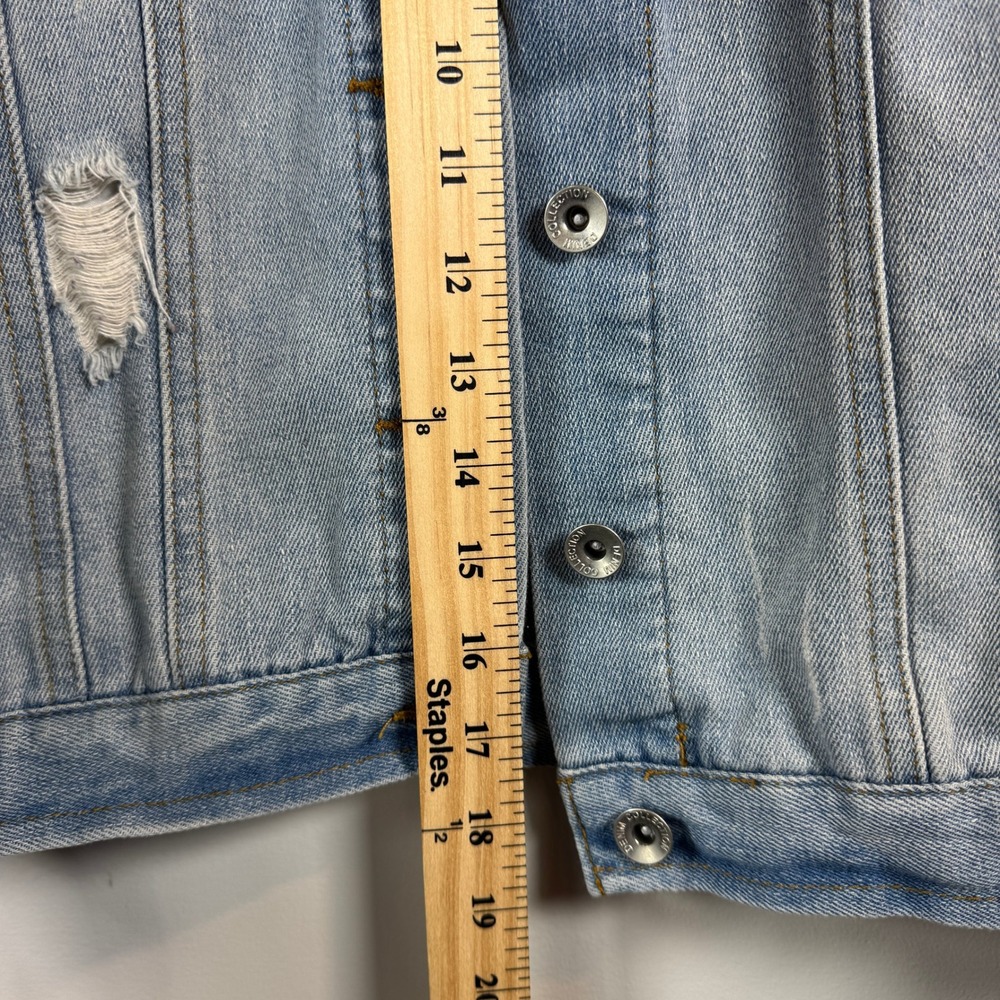 Ci Sono Distressed Denim Trucker Jacket Womens XL Y2K Grunge Streetwear Oversize - Picture 2 of 8
